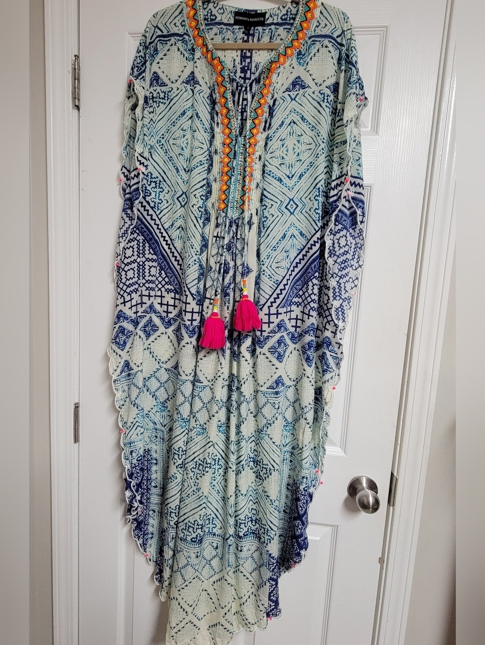 HEMANT & NANDITA Silk Kaftan Dress Size Small.